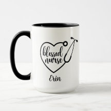 Personalised Stethoscope Blessed Nurse Black White