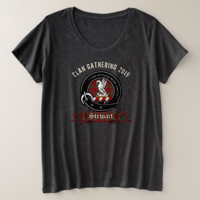 Personalised Stewart Clan Badge Women's Plus Size T-Shirt (Design Front)