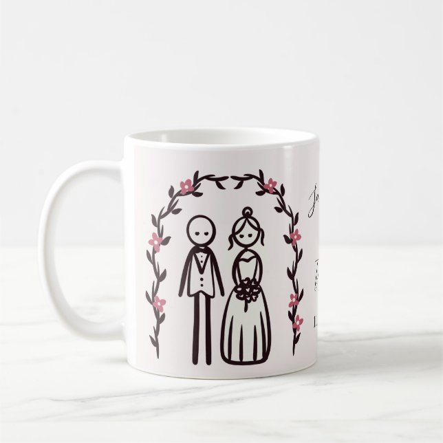 Personalised Stick Figure Bride and Groom Wedding  Coffee Mug (Left)