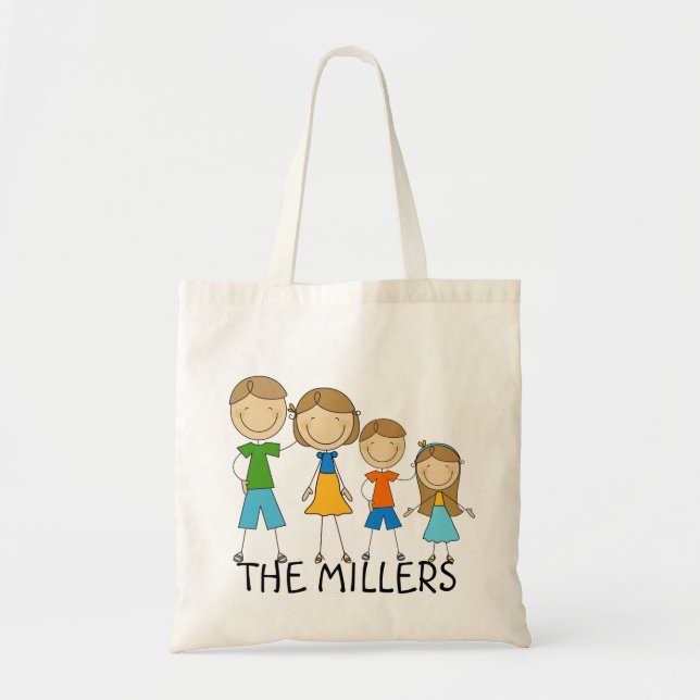 Personalised Stick Figure Family Tote Bag (Front)