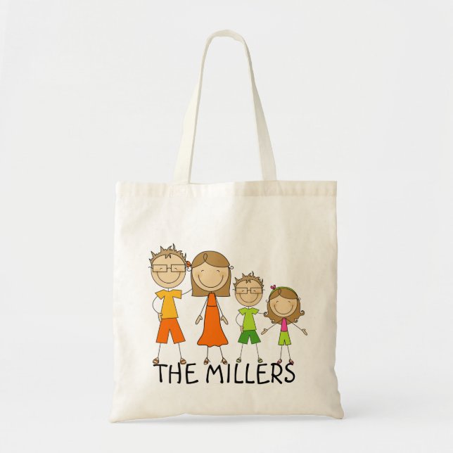 Personalised Stick Figure Family Tote Bag (Front)