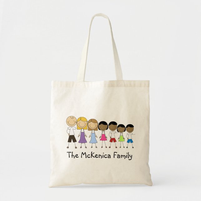 Personalised Stick Figure Family Tote Bag (Front)
