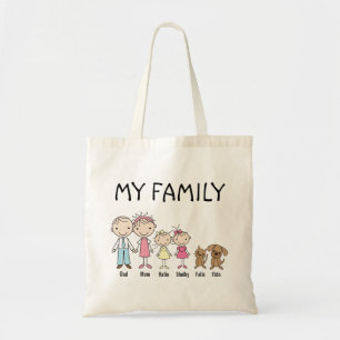 Personalised Stick Figure Family Tote Bag