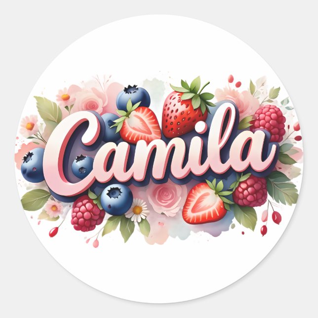 Personalised Sticker Camila Berry Floral Design (Front)