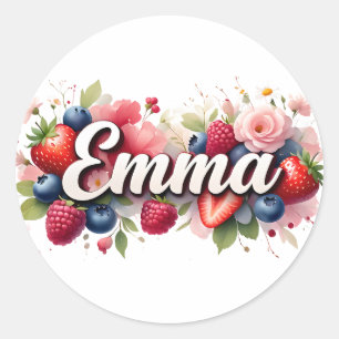 Personalised Sticker "Emma" Berry Floral Design
