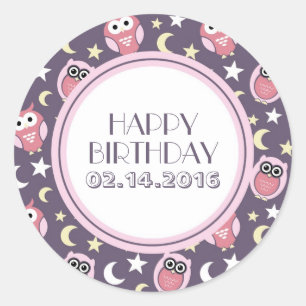 Personalised Stickers Pink and Purple Night Owl