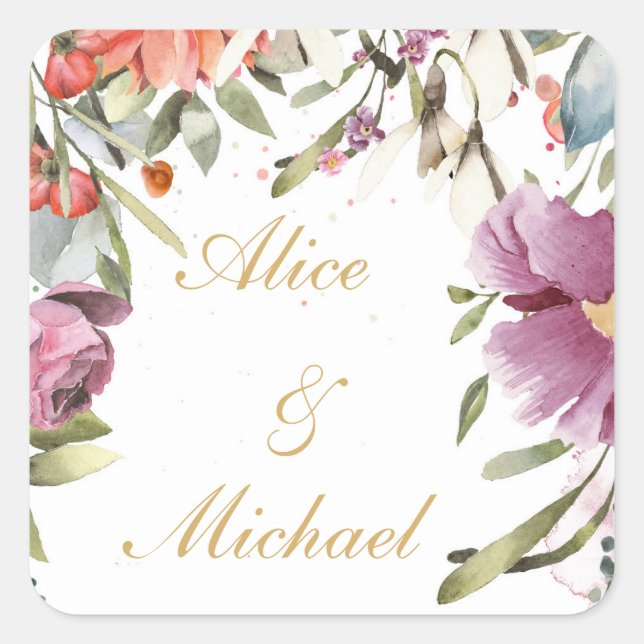 Personalised stikers in gold square sticker (Front)