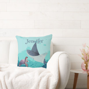 Personalised Stingray and Turtle Under the Sea Cushion