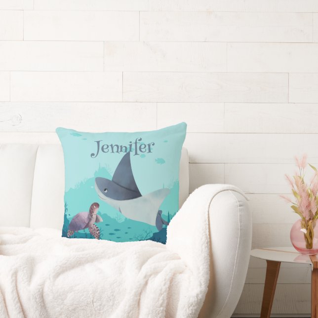 Personalised Stingray and Turtle Under the Sea Cushion (Couch)
