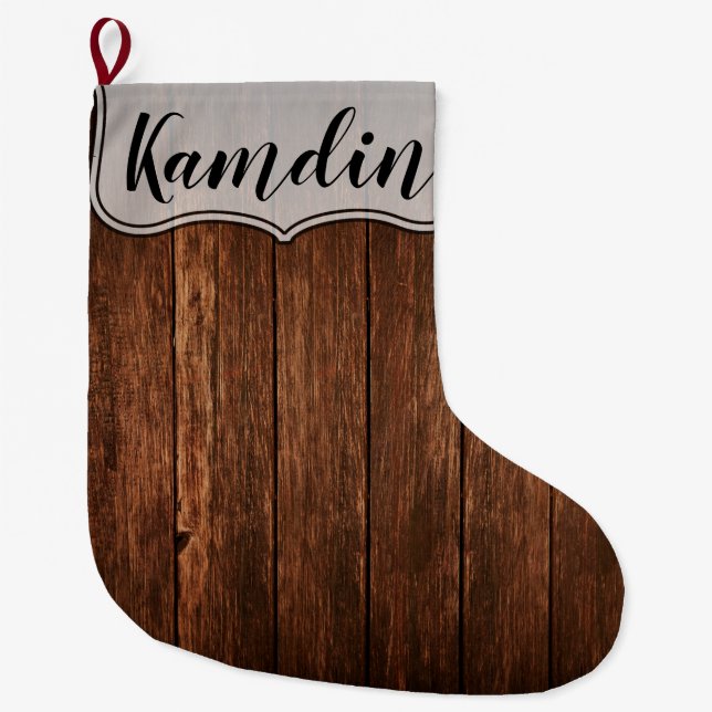 Personalised Stocking Barn Wood Country Rustic (Front)