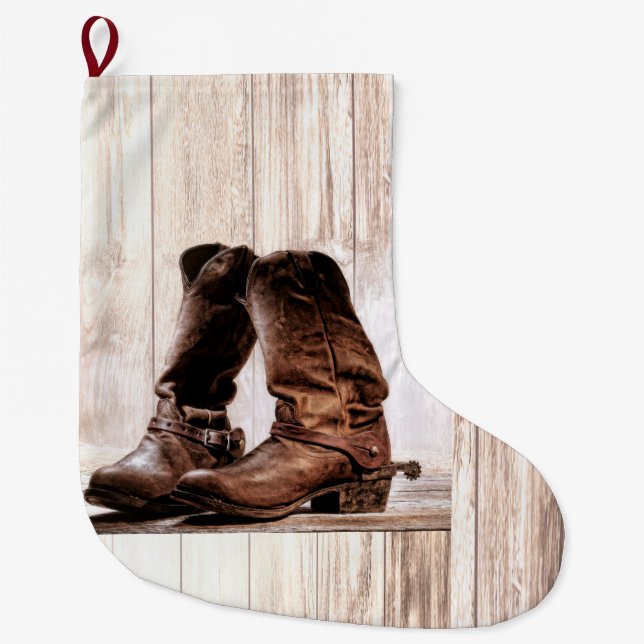 Personalised Stocking boots country rustic western (Front)