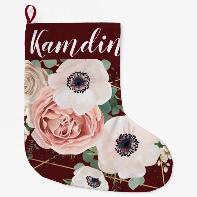 Personalised Stocking Geometric Garden Rose Wine (Front)