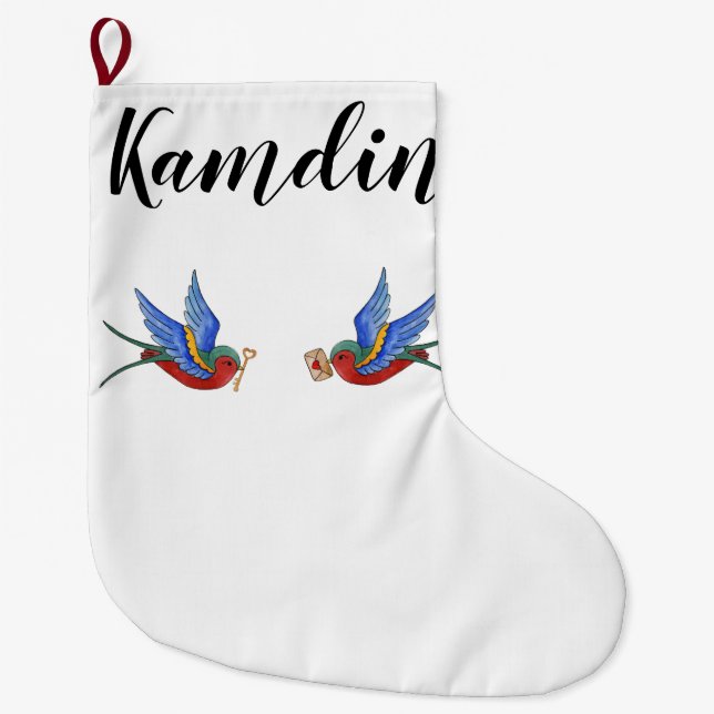 Personalised Stocking Traditional Bird Tattoo Spar (Front)