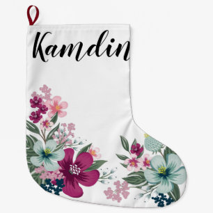 Personalised Stocking Tropical Flower on White