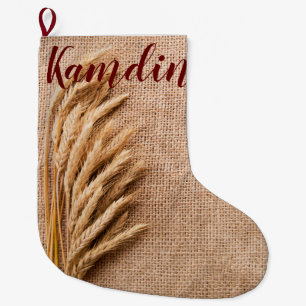 Personalised Stocking Wheat on Burlap Sack Country