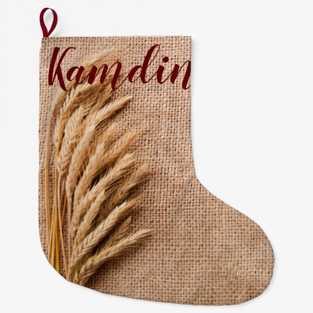 Personalised Stocking Wheat on Burlap Sack Country (Front)