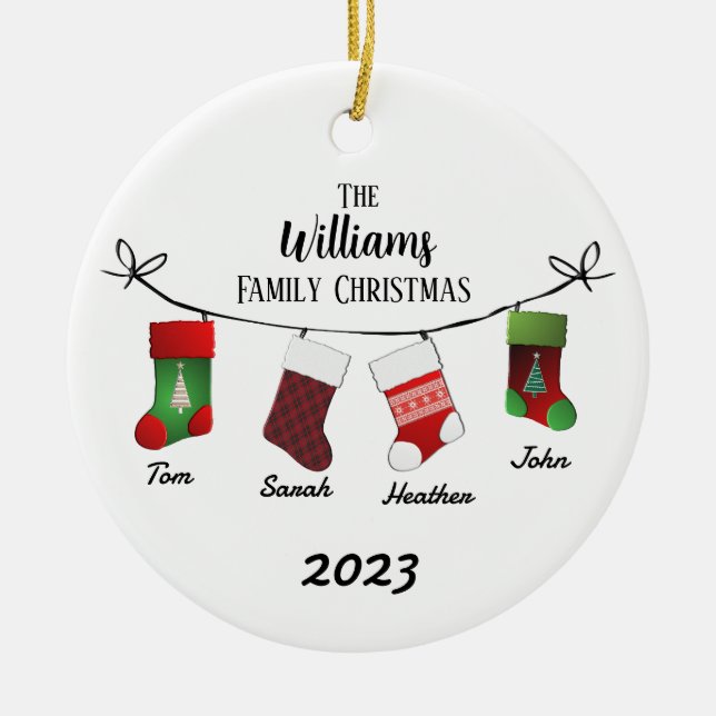 Personalised Stockings Ceramic Tree Decoration (Front)