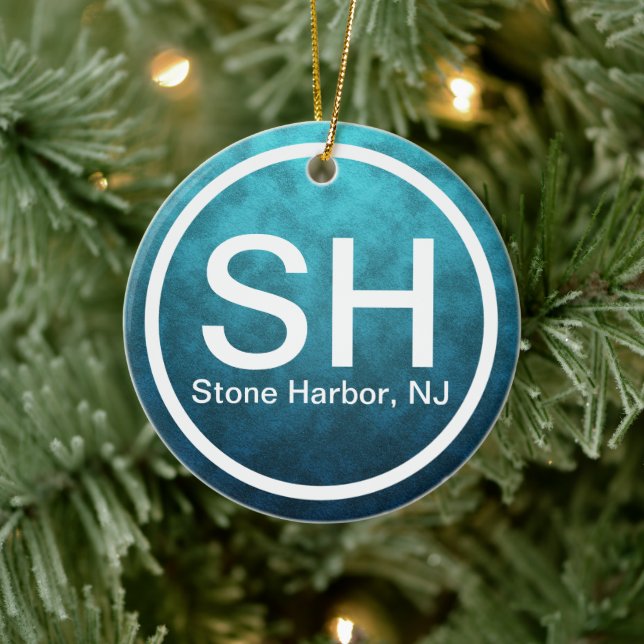 Personalised Stone Harbour NJ SH Beach Christmas Ceramic Tree Decoration (Tree)