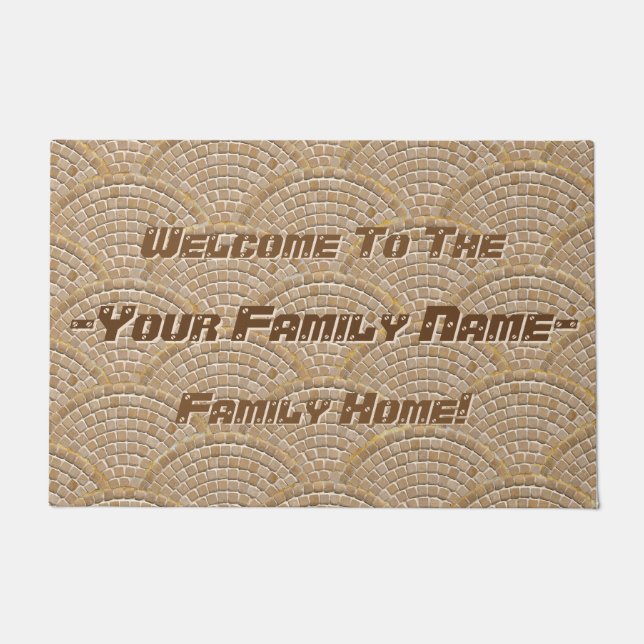 Personalised Stone Mosaic Clamshell Pattern Doormat (Front)