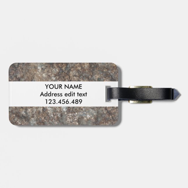 Personalised Stone pattern Luggage Tag (Back Horizontal)
