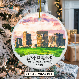 Personalised Stonehenge Ornament, England Gift Ceramic Tree Decoration
