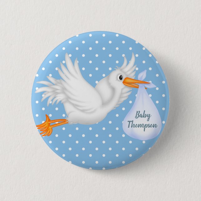 Personalised Stork Button for Boys (Front)