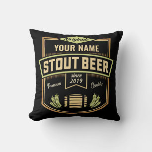 Personalised Stout Dark Beer Brewing Label Bar  Cushion