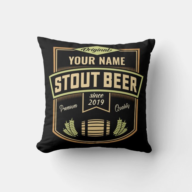 Personalised Stout Dark Beer Brewing Label Bar  Cushion (Front)