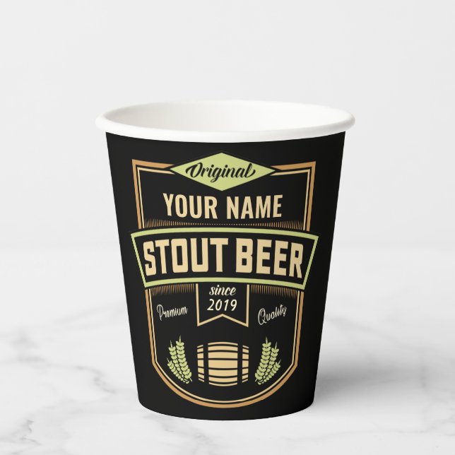 Personalised Stout Dark Beer Brewing Label Bar Paper Cups (Front)