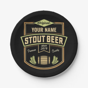 Personalised Stout Dark Beer Brewing Label Bar  Paper Plate