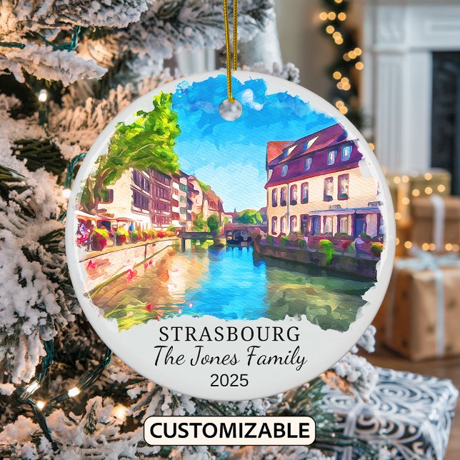 Personalised Strasbourg Ornament, France Ceramic Tree Decoration (Creator Uploaded)