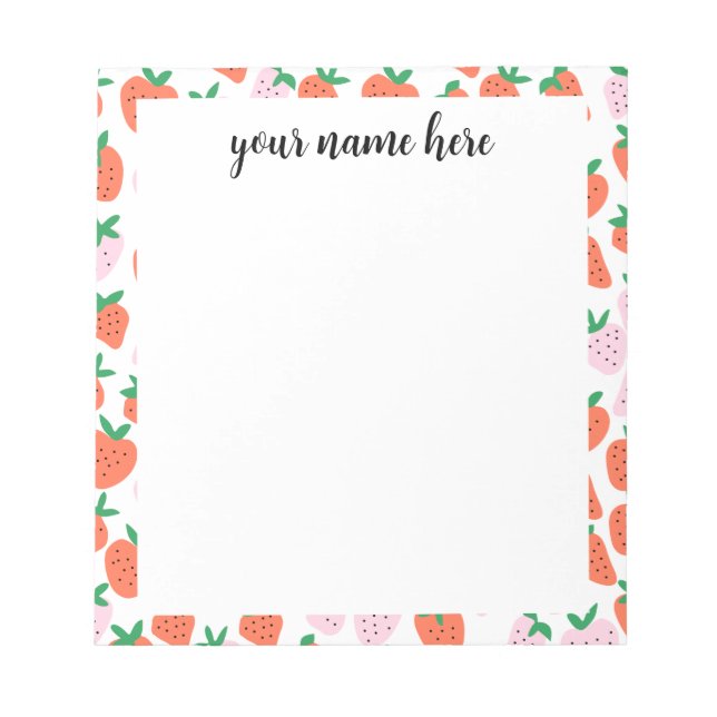 Personalised Strawberries Notepad (Front)