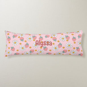 Personalised Strawberry and Daisy Patterned comfy Body Cushion