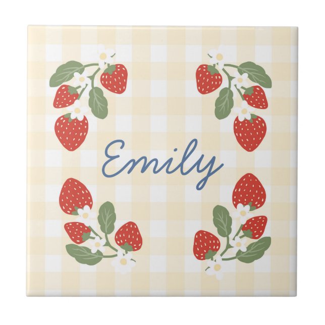 Personalised Strawberry Berry Sweet Party Picnic Tile (Front)