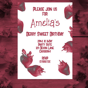 Personalised Strawberry Birthday Invitation