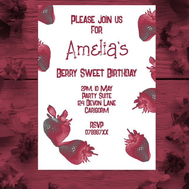 Personalised Strawberry Birthday Invitation (Creator Uploaded)