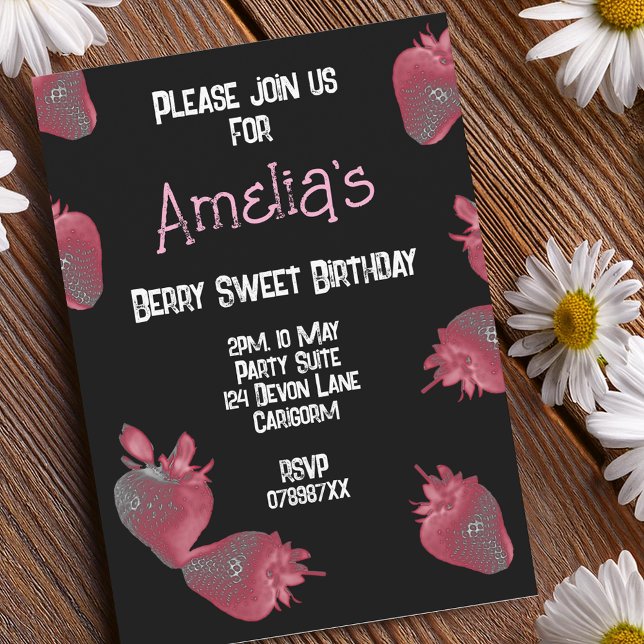 Personalised Strawberry Birthday Invitation (Creator Uploaded)