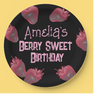 Personalised Strawberry Birthday Paper Plate
