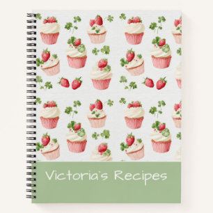 Personalised Strawberry Cupcake Recipe Notebook