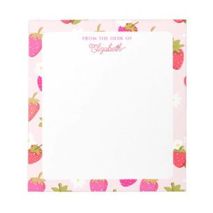 Personalised Strawberry Cute Pink Berry Floral Notepad