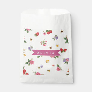 Personalised Strawberry Garden Bee Cottagecore Favour Bags