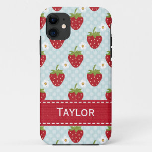 Personalised Strawberry iPhone 5 Case Blue