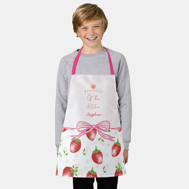 Personalised Strawberry Kid Apron / Daughter  (Worn)