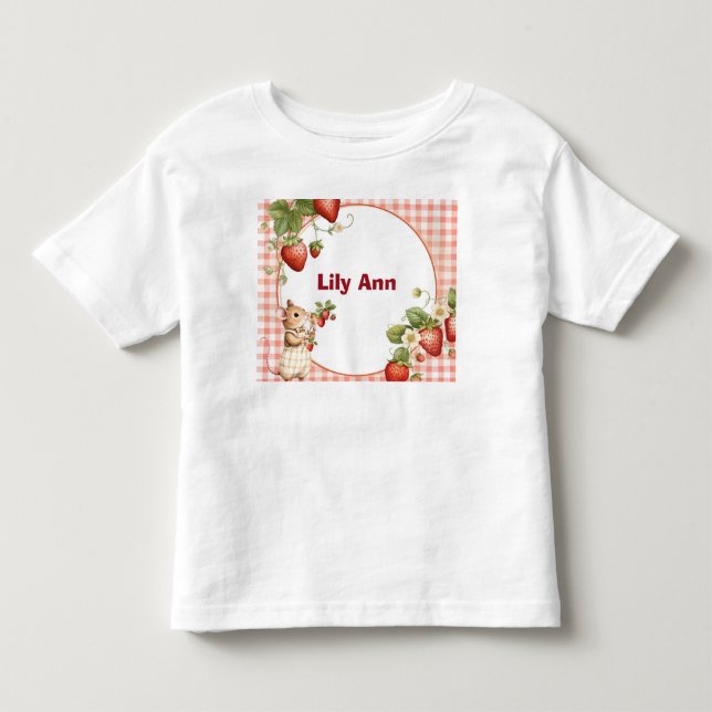 Personalised Strawberry & Little Mouse Toddler T-S T-Shirt (Front)