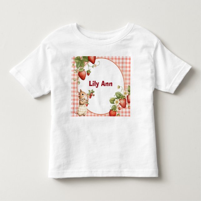 Personalised Strawberry & Little Mouse Toddler T-S Toddler T-Shirt (Front)