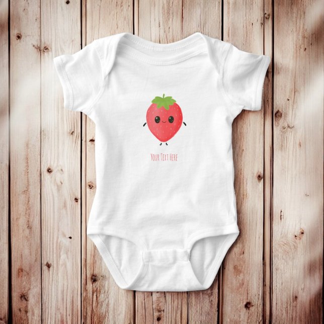 Personalised Strawberry Name Cute Baby Outfit Baby Bodysuit (Creator Uploaded)