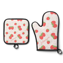Personalised Strawberry Oven Mitt Cute Custom Kitc