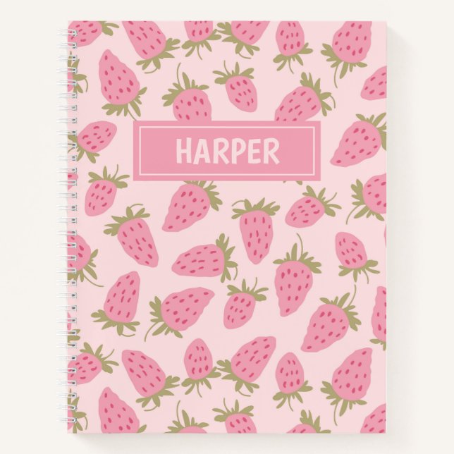 Personalised Strawberry Pattern Notebook (Front)