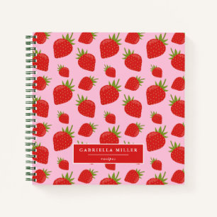 Personalised Strawberry Pattern Recipe Notebook