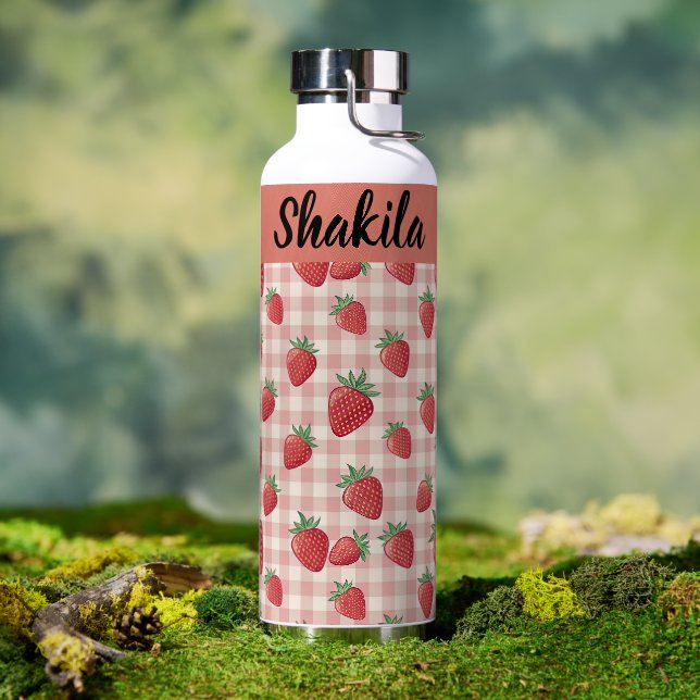 Personalised Strawberry Pattern Water Bottle Gift (Outdoor (Rotated))